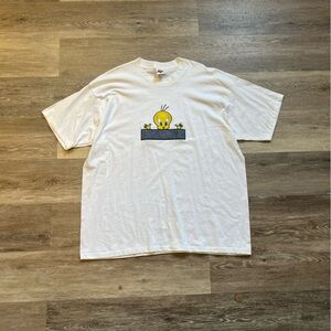 Warner Bros. Cream T-Shirt with Cartoon Logo